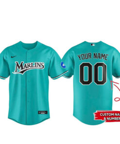 Custom Name and Number Miami Marlins Teal Night With Proud 2026 Baseball Jersey