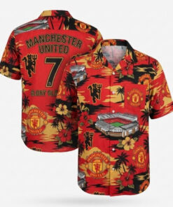 Custom Number Old Trafford Red Devil Manchester United Hawaiian Shirt