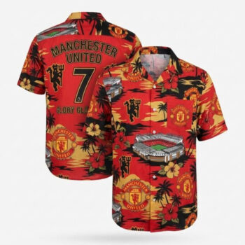 Custom Number Old Trafford Red Devil Manchester United Hawaiian Shirt