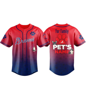 Custom Pet's Name Atlanta Braves Fur Family Pet Game Night 2026 Baseball Jersey