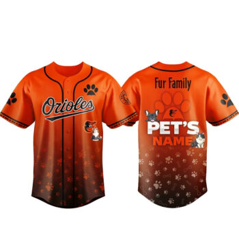 Custom Pet's Name Baltimore Orioles Fur Family Pet Game Night 2026 Baseball Jersey