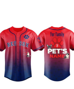 Custom Pet's Name Boston Red Sox Fur Family Pet Game Night 2026 Baseball Jersey