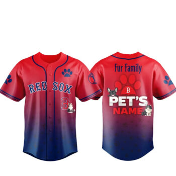 Custom Pet's Name Boston Red Sox Fur Family Pet Game Night 2026 Baseball Jersey