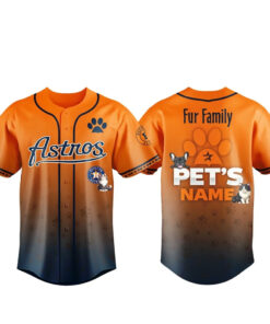 Custom Pet's Name Houston Astros Fur Family Pet Game Night 2026 Baseball Jersey