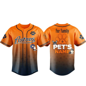 Custom Pet's Name Houston Astros Fur Family Pet Game Night 2026 Baseball Jersey