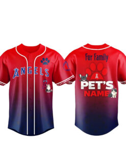 Custom Pet's Name Los Angeles Angels Fur Family Pet Game Night 2026 Baseball Jersey