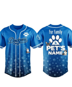 Custom Pet's Name Los Angeles Dodgers Fur Family Pet Game Night 2026 Baseball Jersey