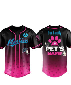 Custom Pet's Name Miami Marlins Fur Family Pet Game Night 2026 Baseball Jersey