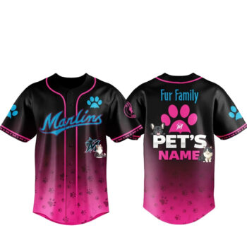 Custom Pet's Name Miami Marlins Fur Family Pet Game Night 2026 Baseball Jersey
