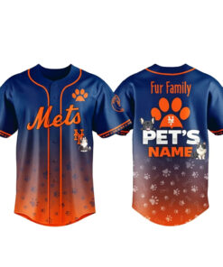 Custom Pet's Name New York Mets Fur Family Pet Game Night 2026 Baseball Jersey