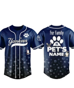 Custom Pet's Name New York Yankees Fur Family Pet Game Night 2026 Baseball Jersey