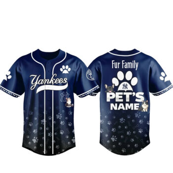 Custom Pet's Name New York Yankees Fur Family Pet Game Night 2026 Baseball Jersey