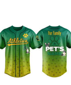 Custom Pet's Name Oakland Athletics Fur Family Pet Game Night 2026 Baseball Jersey