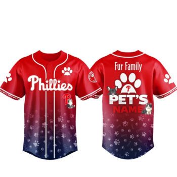 Custom Pet's Name Philadelphia Phillies Fur Family Pet Game Night 2026 Baseball Jersey