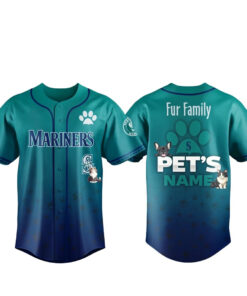 Custom Pet's Name Seattle Mariners Fur Family Pet Game Night 2026 Baseball Jersey