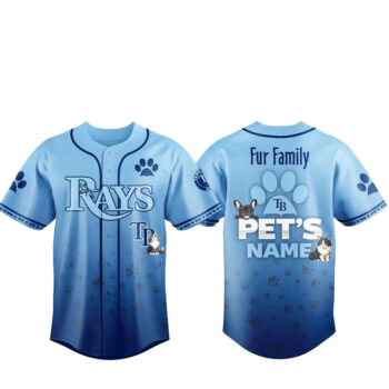 Custom Pet's Name Tampa Bay Rays Fur Family Pet Game Night 2026 Baseball Jersey