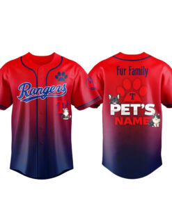 Custom Pet's Name Texas Rangers Fur Family Pet Game Night 2026 Baseball Jersey