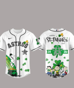 Houston Astros Peanuts Snoopy 2026 St. Patrick’s Day Baseball Jersey