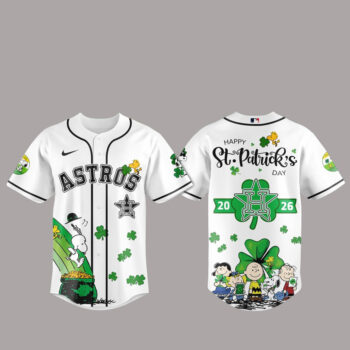 Houston Astros Peanuts Snoopy 2026 St. Patrick’s Day Baseball Jersey