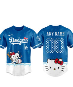 Los Angeles Dodgers x Hello Kitty Night Custom Name and Number Baseball Jersey