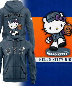 New York Mets Hello Kitty Night All Gray 2026 Striped Version Hoodie