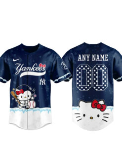 New York Yankees x Hello Kitty Night Custom Name and Number Baseball Jersey