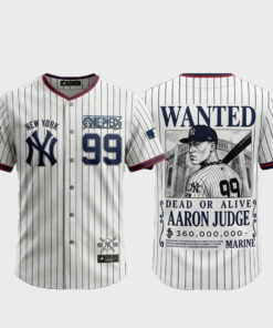 New York Yankees x One Piece 2026 Wanted Aaron Judge Bounty Hunter Baseball Jersey