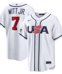 USA Baseball Bobby Witt Jr. White 2026 World Baseball Classic Home Stadium Baseball Jersey