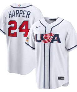 USA Baseball Bryce Harper White 2026 World Baseball Classic Home Stadium Baseball Jersey
