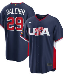 USA Baseball Cal Raleigh Navy 2026 World Baseball Classic Road Stadium Baseball Jersey