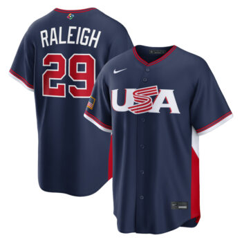 USA Baseball Cal Raleigh Navy 2026 World Baseball Classic Road Stadium Baseball Jersey