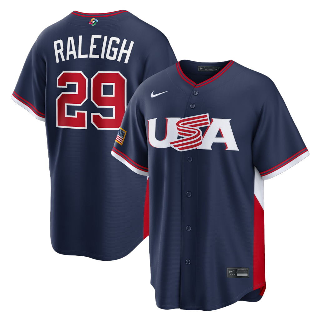 USA-Baseball-Cal-Raleigh-Navy-2026-World-Baseball-Classic-Road-Stadium-Baseball-Jersey.jpg USA Baseball Cal Raleigh Navy 2026 World Baseball Classic Road Stadium Baseball Jersey