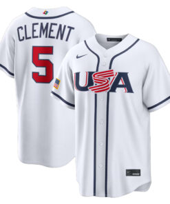 USA Baseball Ernie Clement White 2026 World Baseball Classic Home Stadium Baseball Jersey