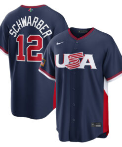 USA Baseball Kyle Schwarber Navy 2026 World Baseball Classic Road Stadium Baseball Jersey