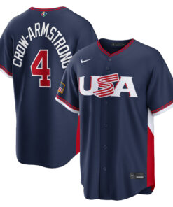 USA Baseball Pete Crow-Armstrong Navy 2026 World Baseball Classic Road Stadium Baseball Jersey