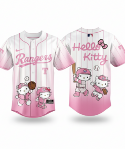 Texas Rangers Hello Kitty Night 2026 White Pink Baseball Jersey