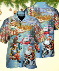 Christmas Santa And Animal Driving Scooter Hawaiian Shirt Funny Christmas Gifts