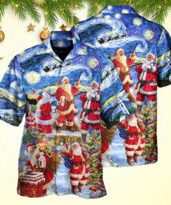 Christmas Santa Snow Night Merry Xmas Hawaiian Shirt Gift Ideas For Dad