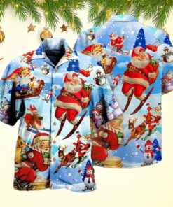Christmas Skiing Santa Claus Hawaiian Shirt Last Minute Christmas Gifts