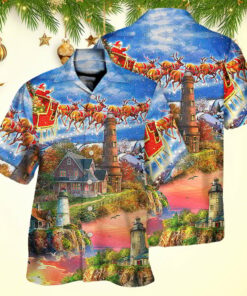 Lighthouse Christmas Santa Christmas Hawaiian Shirt Holiday Gifts For Men's