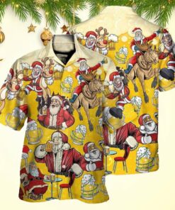 Beer Santa Funny Christmas Merry Xmas Hawaiian Shirt Christmas Hawaiian Shirt Men's