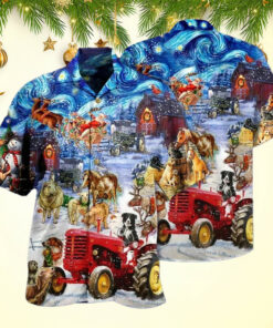 Farmers Night Before Christmas Short Hawaiian Shirt Vacation Aloha Shirt Best Hawaiian Shirts Hawaiian Shirts For Men