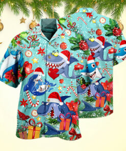 Shark Love Christmas Hawaiian Shirts For Men Christmas Gifts For Boyfriend