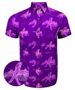 Macaws Purple Button Down Shirt Outdoor Hawaiian Tactical Shirt Good Gifts For Him