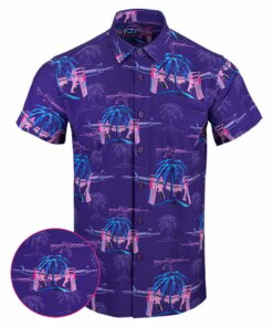 Palm V2 Purple Button Down Shirt Tactical Shirt Hawaii Style Gifts For Son In Law