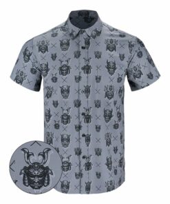 Oni Mask Button Down Shirt Hawaiian Tactical Button Down Gifts Ideas For Father