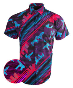 Ocean Drive Button Down Shirt Gun Print Hawaiian Shirt Xmas Gifts For Father