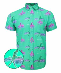 Macaws Mint Button Down Shirt Outdoor Hawaiian Tactical Shirt Good Gifts For Boyfriend