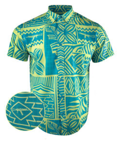 High Tide Teal Button Down Shirt Gun Print Hawaiian Shirt Birthday Gift For Husband