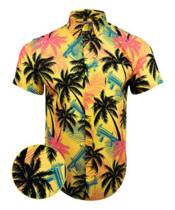 High Crown Yellow Button Down Shirt Tactical Aloha Shirt Gifts For Brother